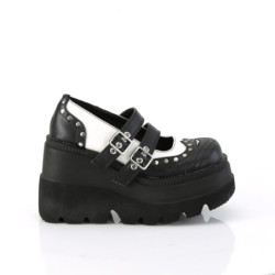 Demonia SHAKER-27 Black White Platform Wedge Pumps