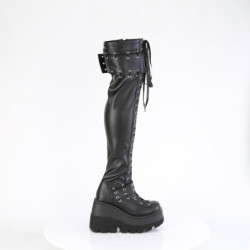 Demonia SHAKER-325 Platform Thigh High Wedge Boots