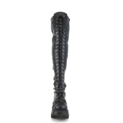 Demonia SHAKER-350 Platform Thigh High Wedge Boots