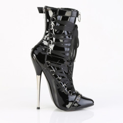 Devious DAGGER-1032 Black Patent Ankle High Boots Women