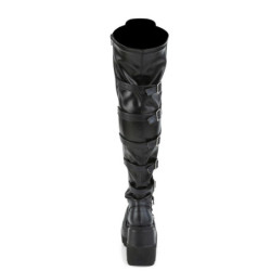 Demonia SHAKER-350 Platform Thigh High Wedge Boots