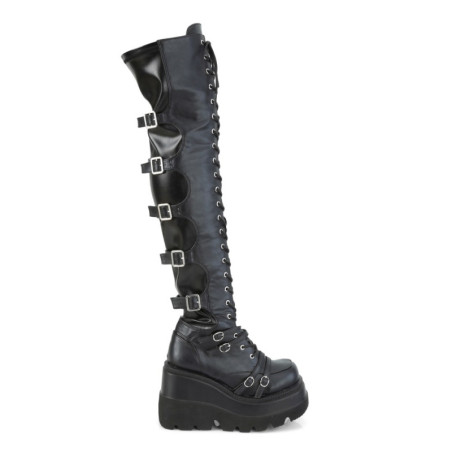 Pleaser DELIGHT-1013RM Black Patent Strass Mesh Boots