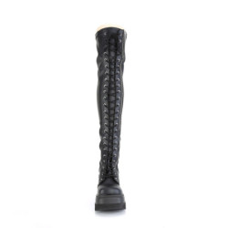 Pleaser DELIGHT-1013RM Black Patent Strass Mesh Boots