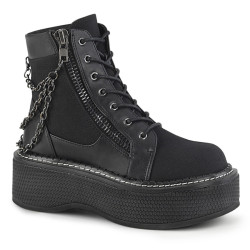 Demonia EMILY-114 Black Canvas Vegan Platform Women Boots
