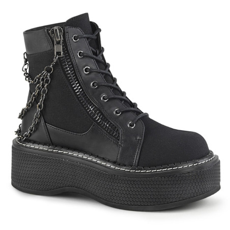 Demonia EMILY-114 Black Canvas Vegan Platform Women Boots