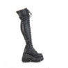 Demonia SHAKER-374 Black Platform Thigh High Wedge Boots