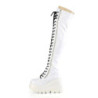 Demonia SHAKER-374 White Platform Thigh High Wedge Boots