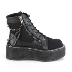 Demonia EMILY-114 Black Canvas Vegan Platform Women Boots