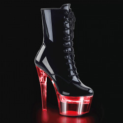 Pleaser FLASHDANCE-1020-7 Black Patent Transparent Boots