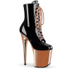 Pleaser FLAMINGO-1020 Black Patent Rose Gold Chrome