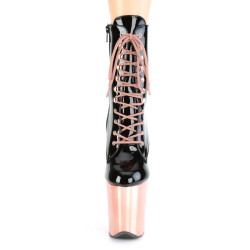 Pleaser FLAMINGO-1020 Black Patent Rose Gold Chrome