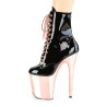 Pleaser FLAMINGO-1020 Black Patent Rose Gold Chrome