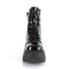 Demonia SHAKER-52 Black Patent Platform Wedge Ankle Boots