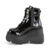 Demonia SHAKER-52 Black Patent Platform Wedge Ankle Boots