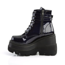 Demonia SHAKER-52 Black Hologram Platform Wedge Ankle Boots