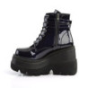 Demonia SHAKER-52 Black Hologram Platform Wedge Ankle Boots