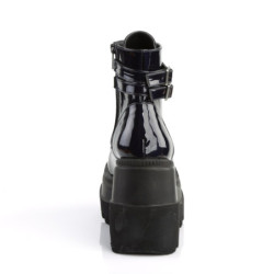 Demonia SHAKER-52 Black Hologram Platform Wedge Ankle Boots