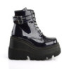 Demonia SHAKER-52 Black Hologram Platform Wedge Ankle Boots