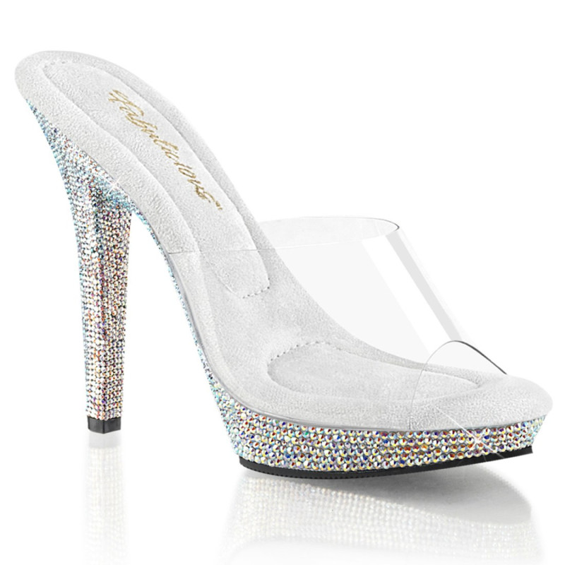 Fabulicious LIP-101DM Transparent Silver Strass Mules Fabulicious LIP-101DM Transparent Silver Strass Mules