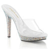Fabulicious LIP-101DM Transparent Silver Strass Mules