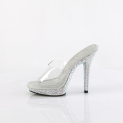 Fabulicious LIP-101DM Transparent Silver Strass Mules