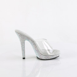 Fabulicious LIP-101DM Transparent Silver Strass Mules