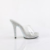 Fabulicious LIP-101DM Transparent Silver Strass Mules