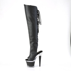 Pleaser SPECTATOR-3019 Black Vegan Laced Overknee Boots