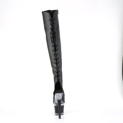 Pleaser SPECTATOR-3019 Black Vegan Laced Overknee Boots