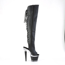 Pleaser SPECTATOR-3019 Black Vegan Laced Overknee Boots
