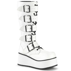 Demonia TRASHVILLE-518 White Vegan Platform Men Boots