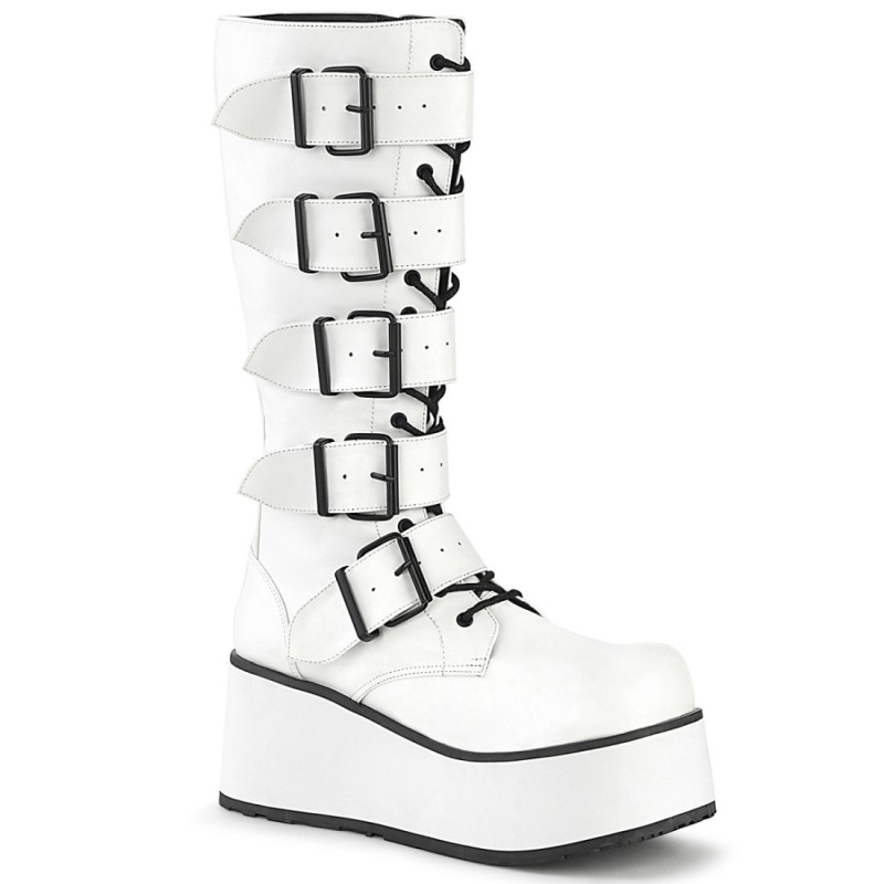 Demonia TRASHVILLE-518 White Vegan Platform Men Boots