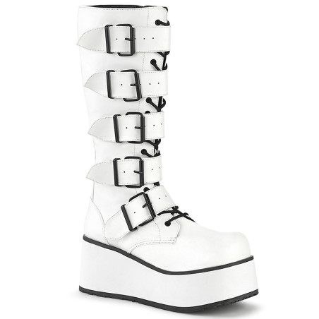 Demonia TRASHVILLE-518 White Vegan Platform Men Boots