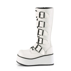 Demonia TRASHVILLE-518 White Vegan Platform Men Boots