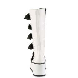 Demonia TRASHVILLE-518 White Vegan Platform Men Boots
