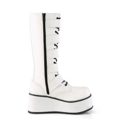 Demonia TRASHVILLE-518 White Vegan Platform Men Boots