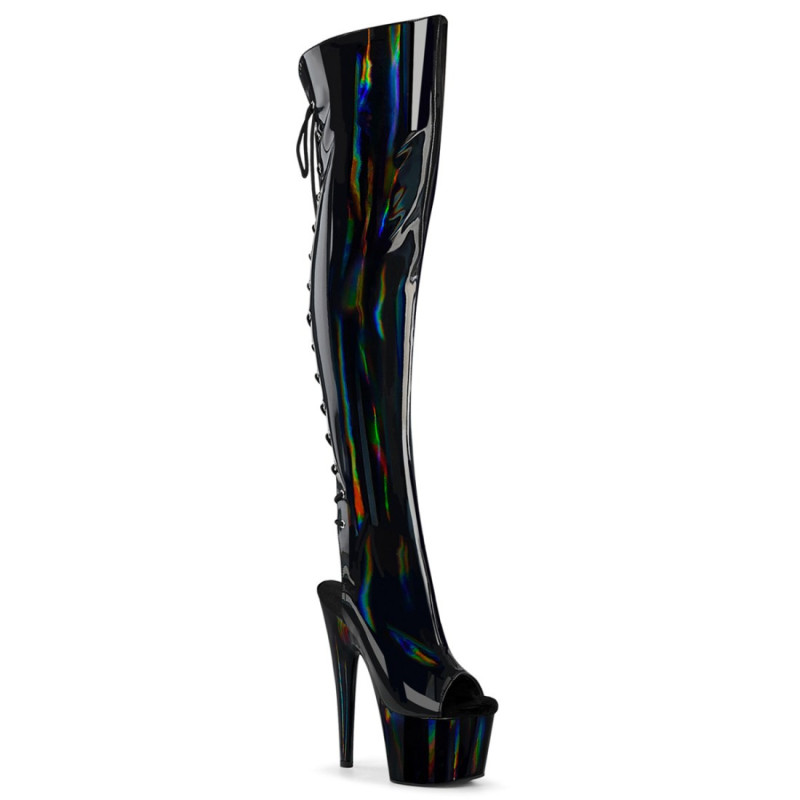 Pleaser ADORE-3019HWR Black Hologram Women Boots
