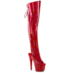 Pleaser ADORE-3019HWR Red Hologram Women Boots