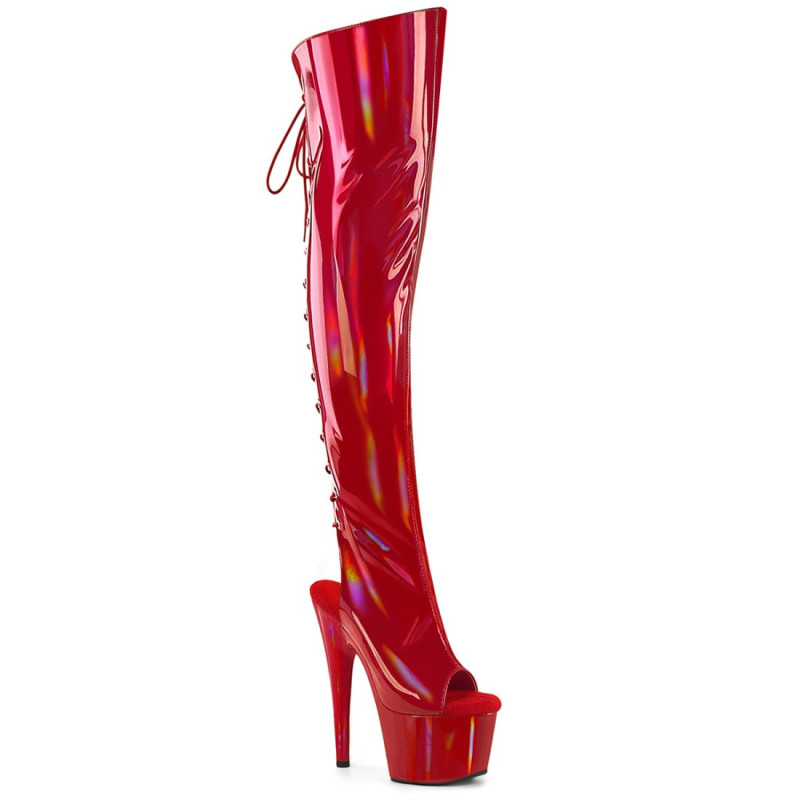 Pleaser ADORE-3019HWR Red Hologram Women Boots