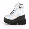 Demonia SHAKER-52 Silver Hologram Platform Wedge Ankle Boots
