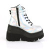 Demonia SHAKER-52 Silver Hologram Platform Wedge Ankle Boots