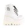 Demonia SHAKER-52 White Vegan Platform Wedge Ankle Boots