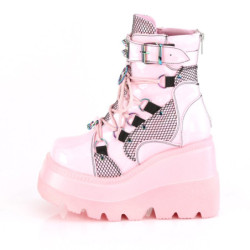 Demonia SHAKER-60 Rose Hologram Platform Wedge Ankle Boots