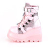 Demonia SHAKER-60 Rose Hologram Platform Wedge Ankle Boots