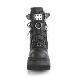 Demonia SHAKER-60 Black Vegan Platform Wedge Ankle Boots