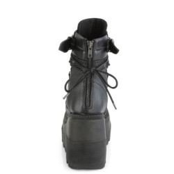 Demonia SHAKER-60 Black Vegan Platform Wedge Ankle Boots