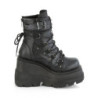 Demonia SHAKER-60 Black Vegan Platform Wedge Ankle Boots