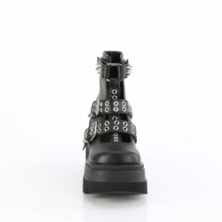 Demonia SHAKER-62 Black Vegan Platform Wedge Ankle Boots
