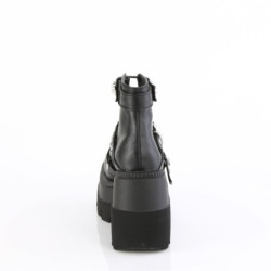 Demonia SHAKER-62 Black Vegan Platform Wedge Ankle Boots
