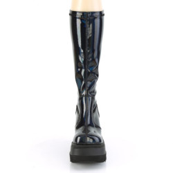 Demonia SHAKER-65 Black Hologram Platform Wedge Boots